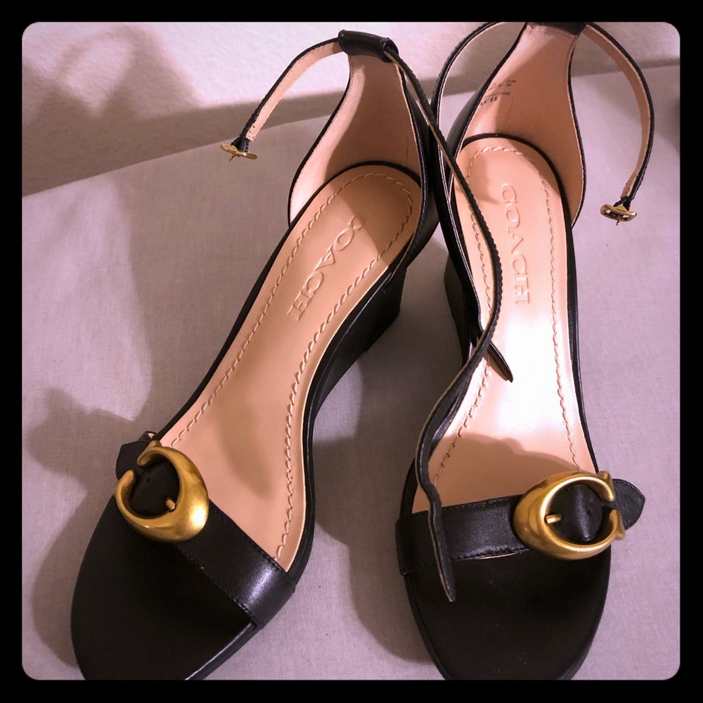 Odetta Leather Ankle Strap Wedge size 7.5